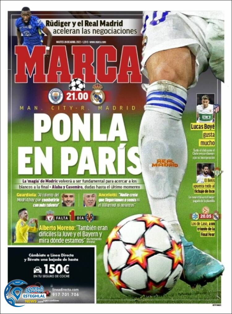 روزنامه ورزشی مارکا سه شنبه 6 اردیبهشت 1401