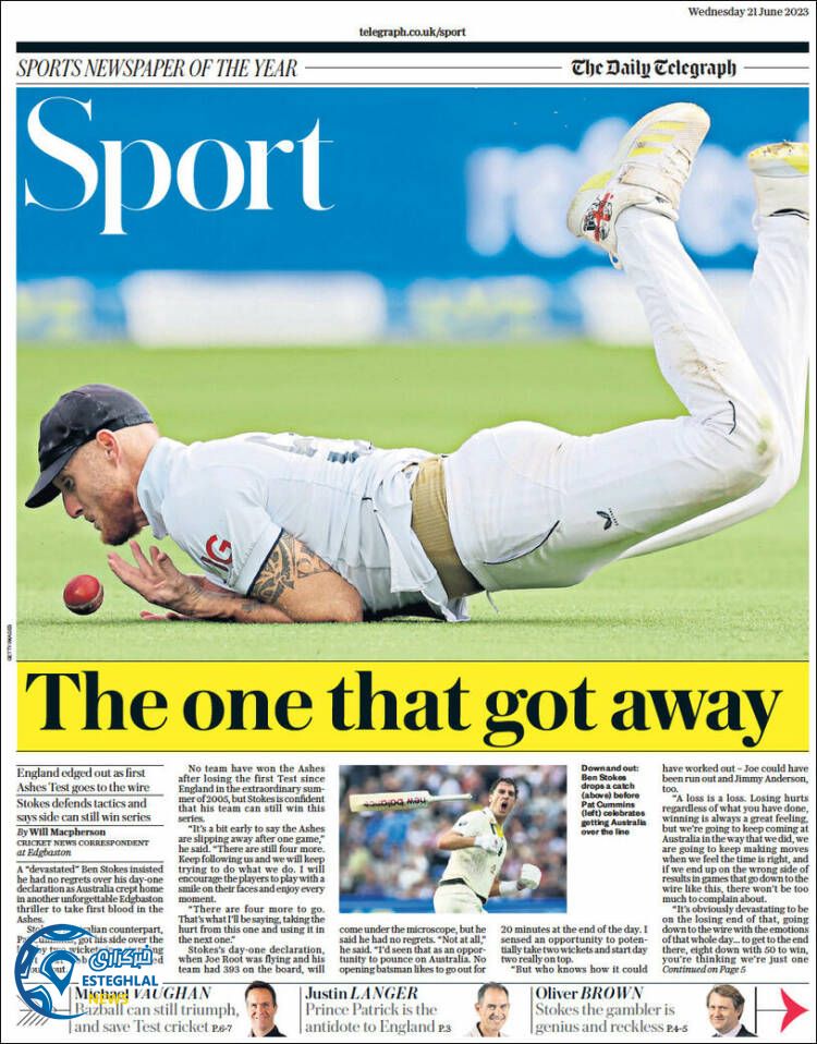 روزنامه ورزشی تلگراف اسپورت چهارشنبه 31 خرداد 1402 