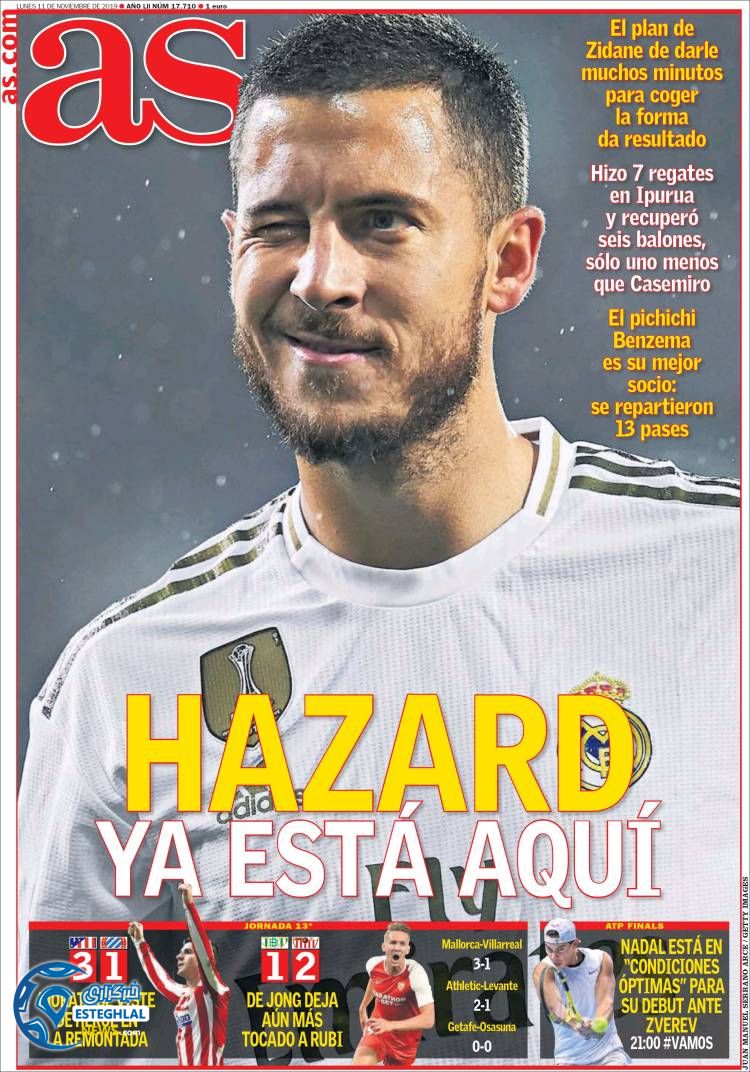 روزنامه ورزشی آاس دوشنبه 20 آبان 1398