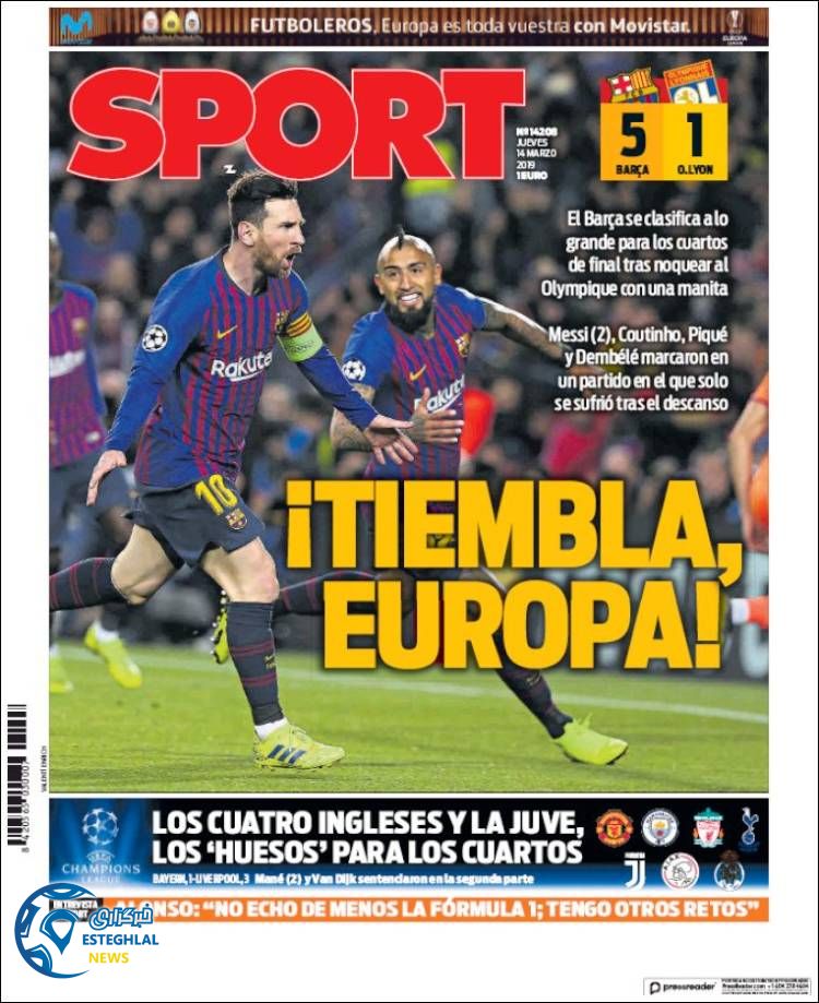 روزنامه ورزشی اسپورت پنجشنبه 23 اسفند 1397