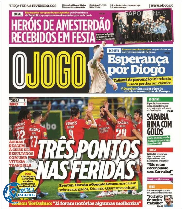 روزنامه ورزشی اوجوگو سه شنبه 19 بهمن 1400