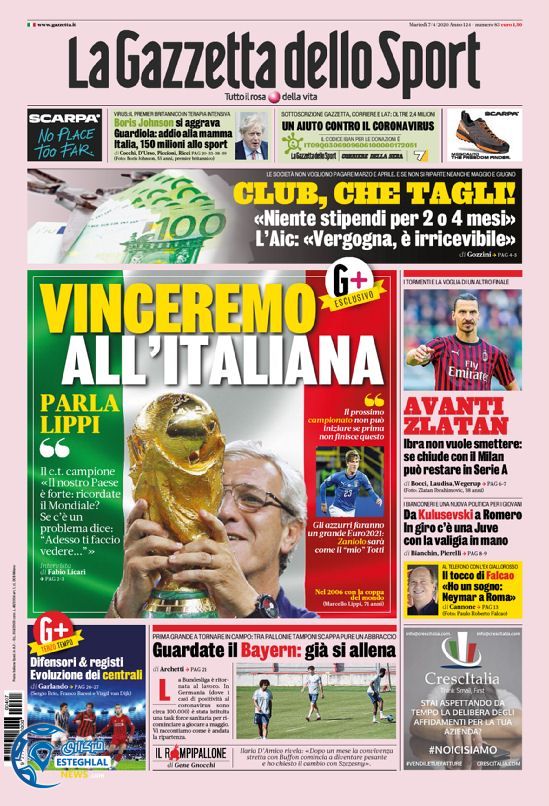 روزنامه ورزشی گاتزتا دلو اسپورت سه شنبه 19 فروردین 1399