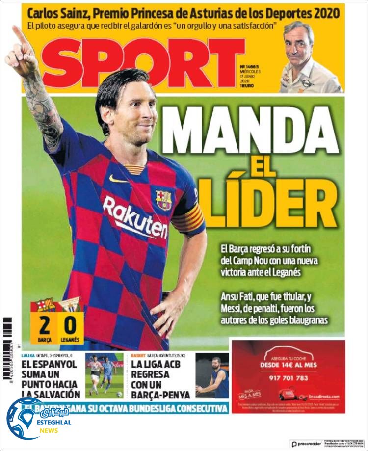 روزنامه ورزشی اسپورت چهارشنبه 28 خرداد 1399