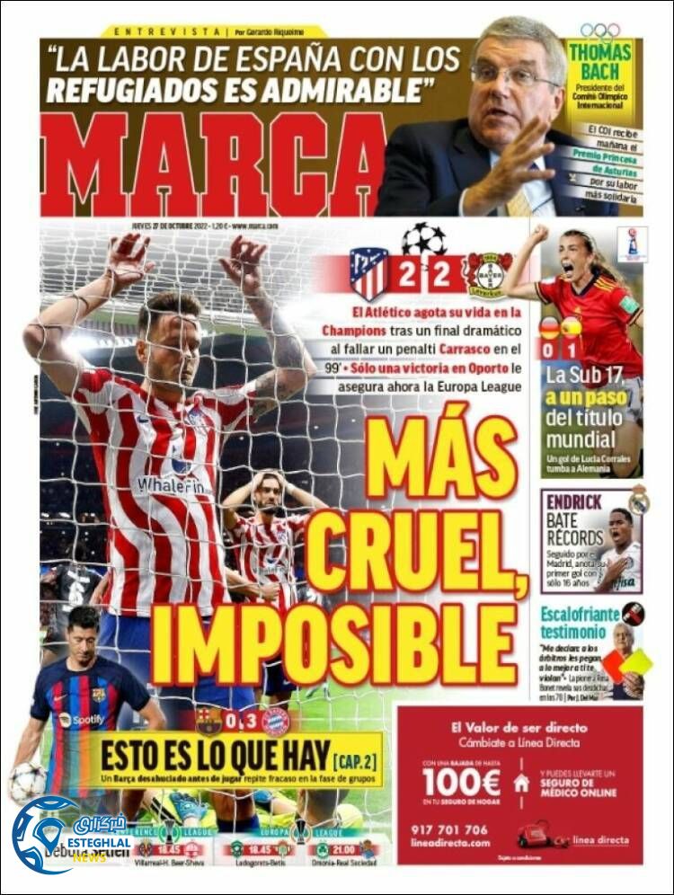 روزنامه ورزشی مارکا پنجشنبه 5 آبان 1401 