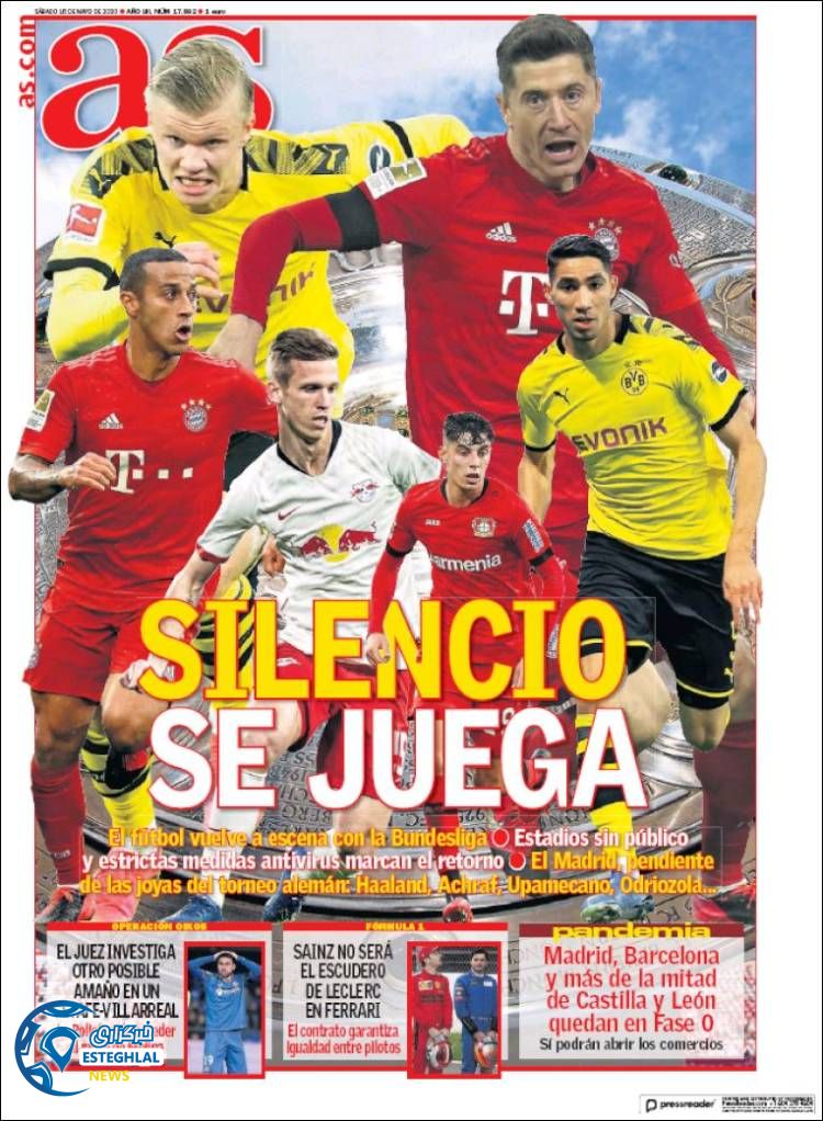 روزنامه ورزشی آاس شنبه 27 اردیبهشت 1399