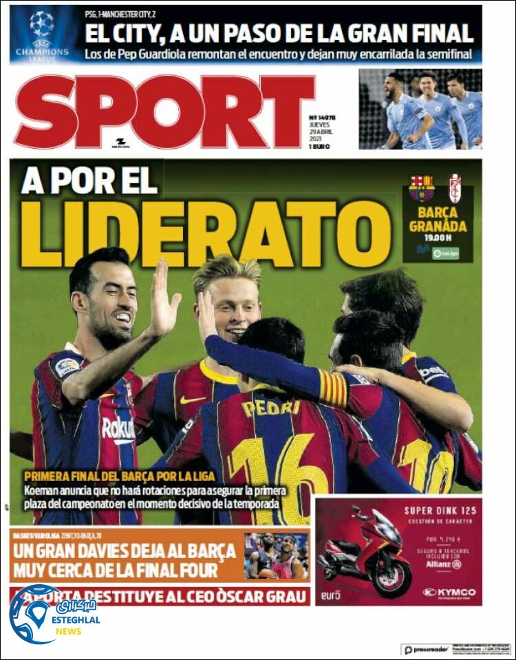 روزنامه ورزشی اسپورت پنجشنبه 9 اردیبهشت 1400