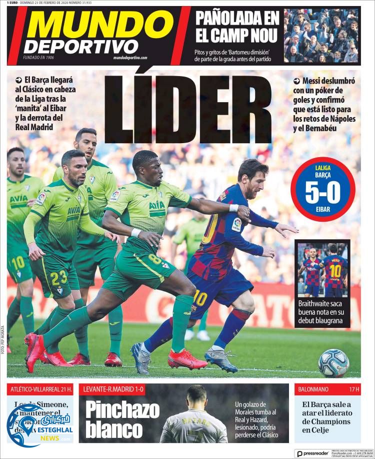 روزنامه ورزشی مومدو دپورتیوو یکشنبه 4 اسفند 1398