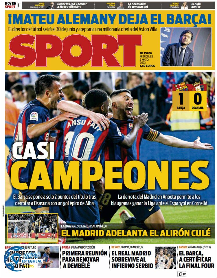 روزنامه  ورزشی اسپورت چهارشنبه 13 اردیبهشت 1402 