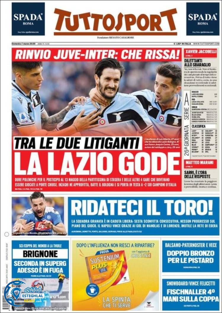 روزنامه ورزشی توتو اسپورت یکشنبه 11 اسفند 1398