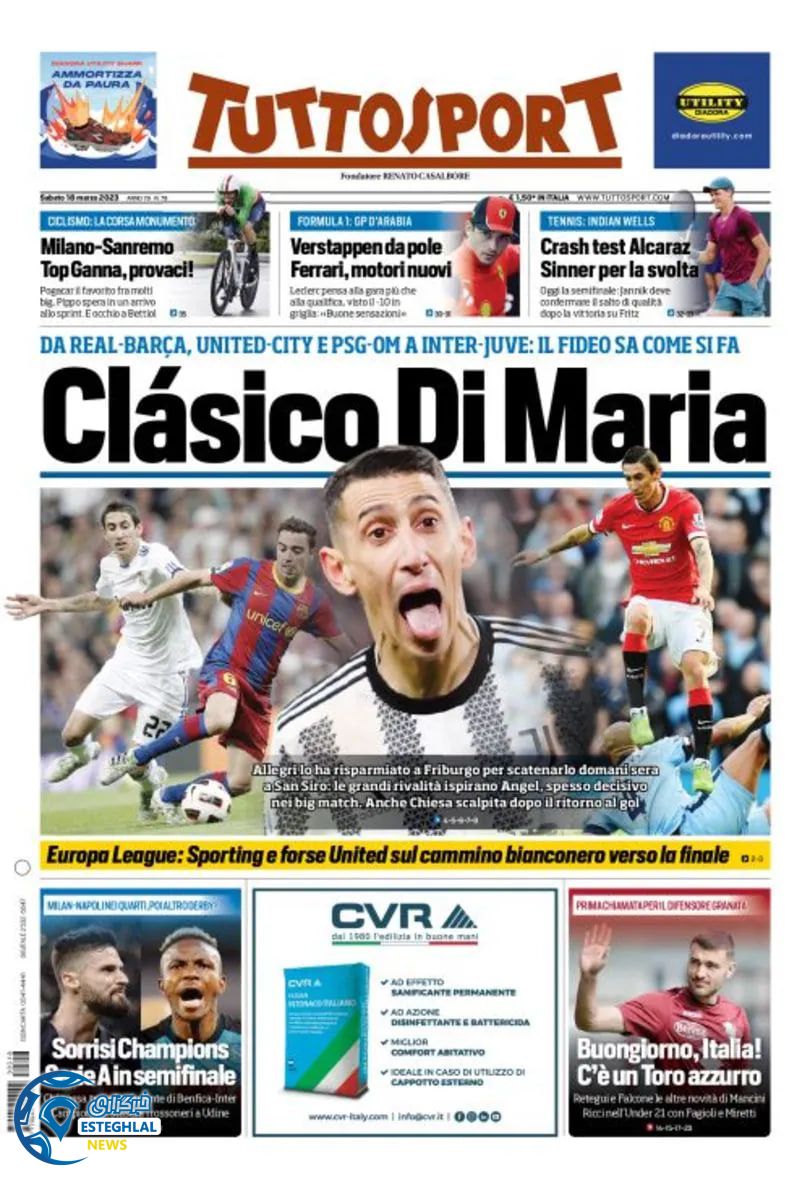 روزنامه ورزشی توتو اسپورت شنبه 27 اسفند 1401 