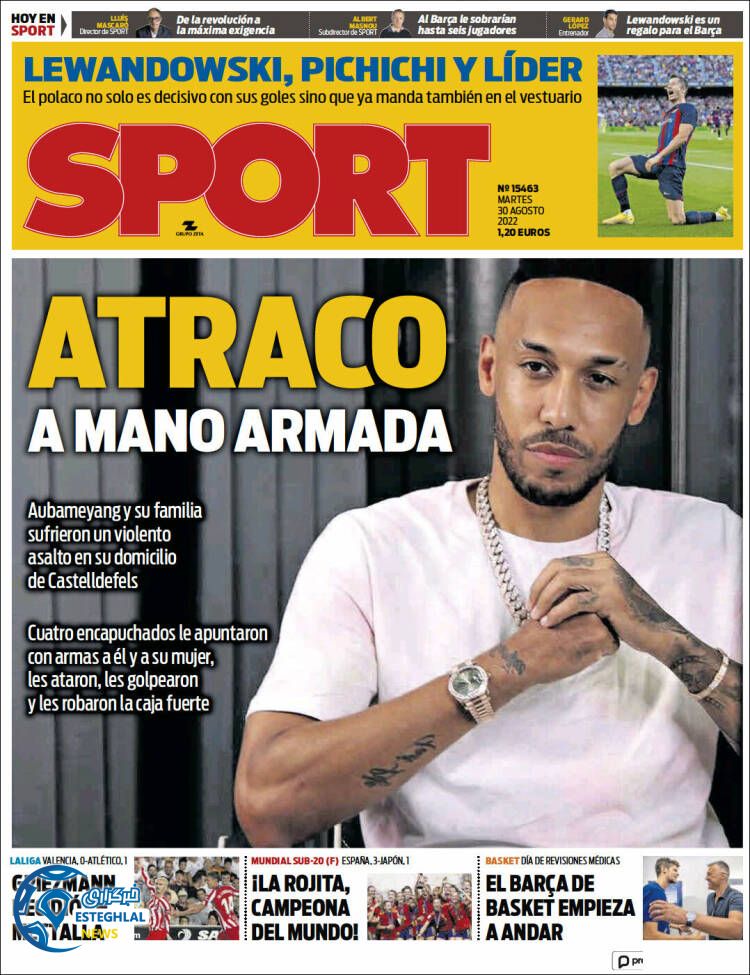 روزنامه ورزشی اسپورت سه شنبه 8 شهریور 1401