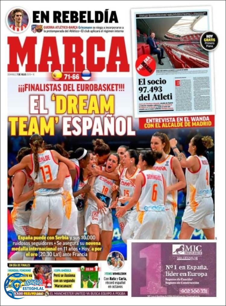 روزنامه ورزشی مارکا یکشنبه 16 تیر 1398