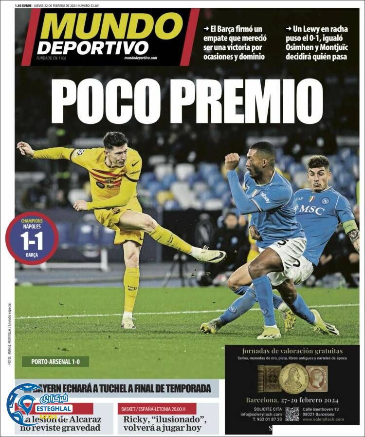 روزنامه ورزشی موندو دپورتیوو پنجشنبه 3 اسفند 1402 