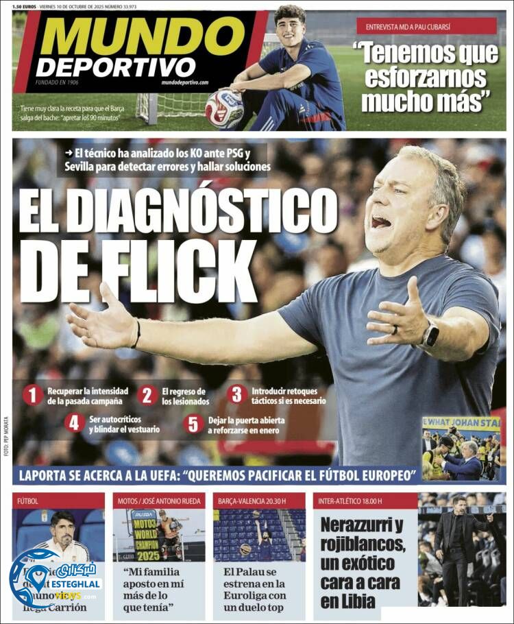 روزنامه ورزشی موندو دپورتیوو جمعه 18 مهر 1404 