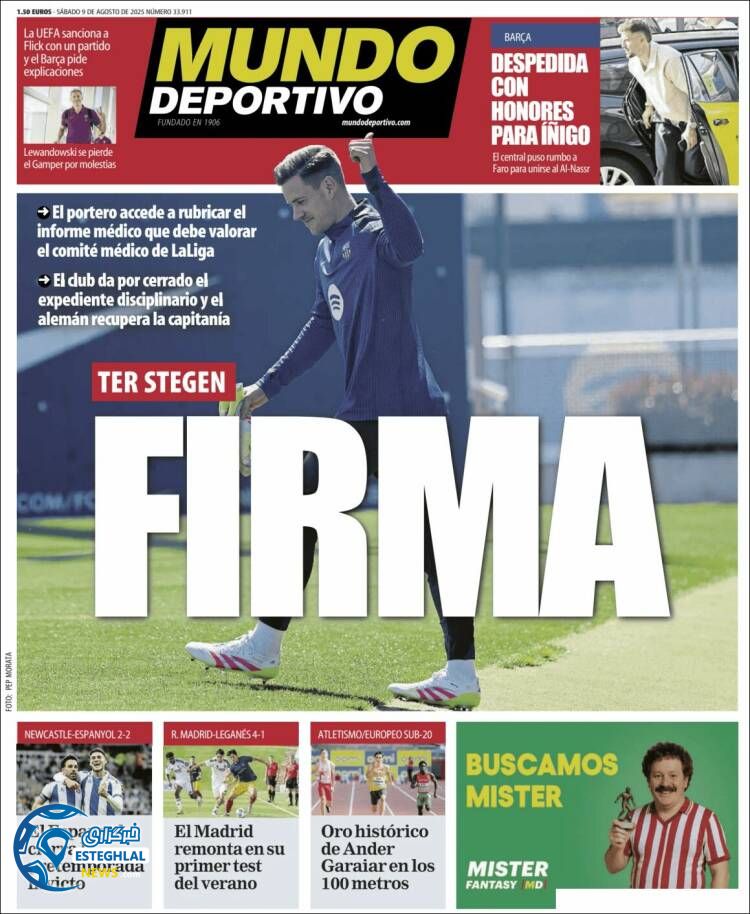 روزنامه ورزشی موندو دپورتیوو شنبه 18 مرداد 1404  