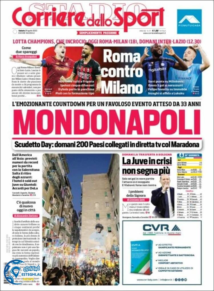 روزنامه ورزشی کوریره دلو اسپورت شنبه 9 اردیبهشت 1402 