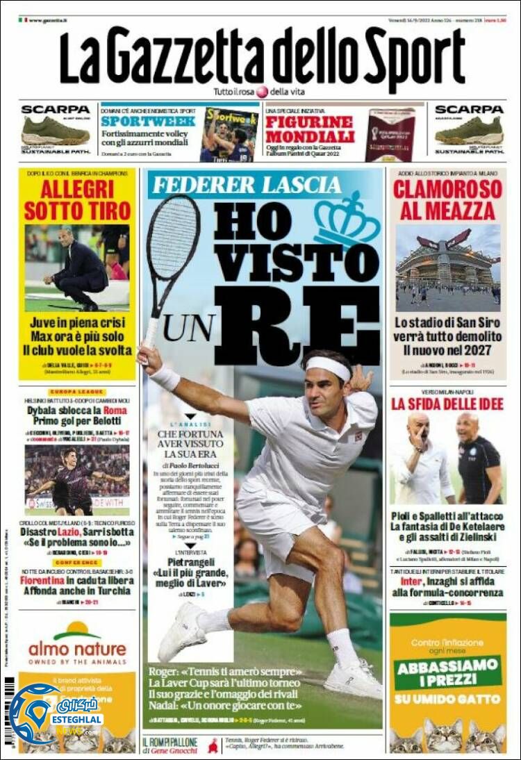 روزنامه ورزشی گاتزتا دلو اسپورت جمعه 25 شهریور 1401 