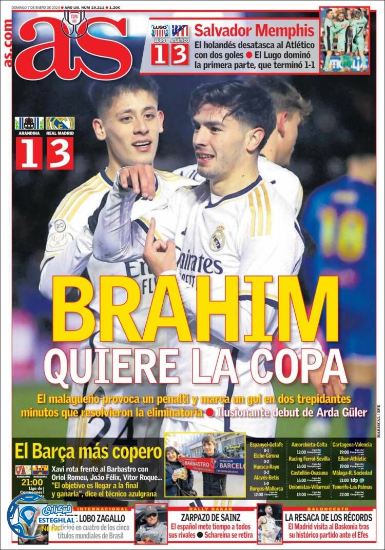 روزنامه  ورزشی آ اس یکشنبه 17 دی 1402 