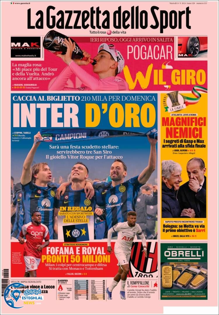 روزنامه ورزشی گلتزتا دلو اسپورت سه شنبه 25 اردیبهشت 1403 