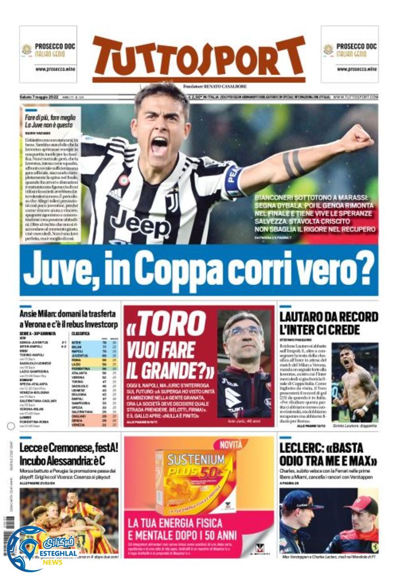 روزنامه  ورزشی توتو اسپورت شنبه 17 اردیبهشت 1401