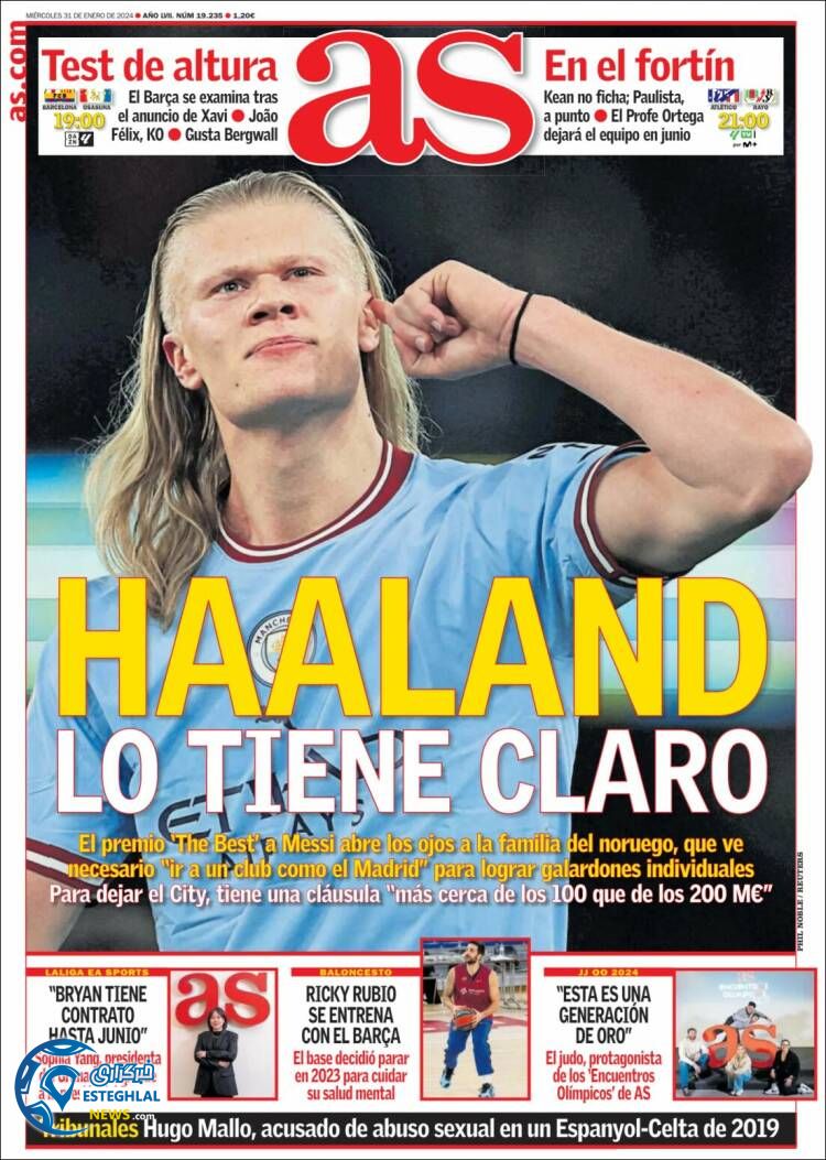 روزنامه ورزشی آ اس چهارشنبه 11 بهمن 1402