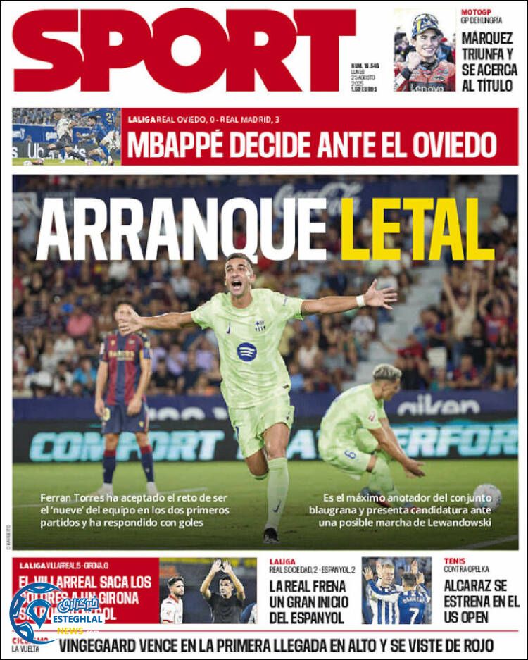 روزنامه  ورزشی اسپورت  دوشنبه 3 شهریور 1404  