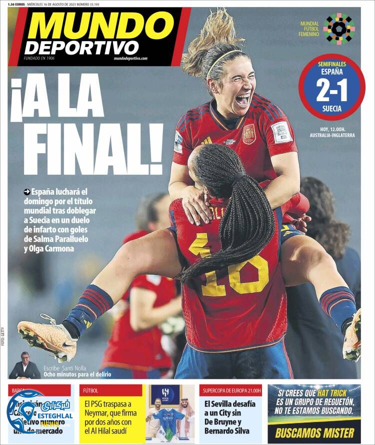 روزنامه ورزشی موندو.دپورتیوو چهارشنبه 25 مرداد 1402  