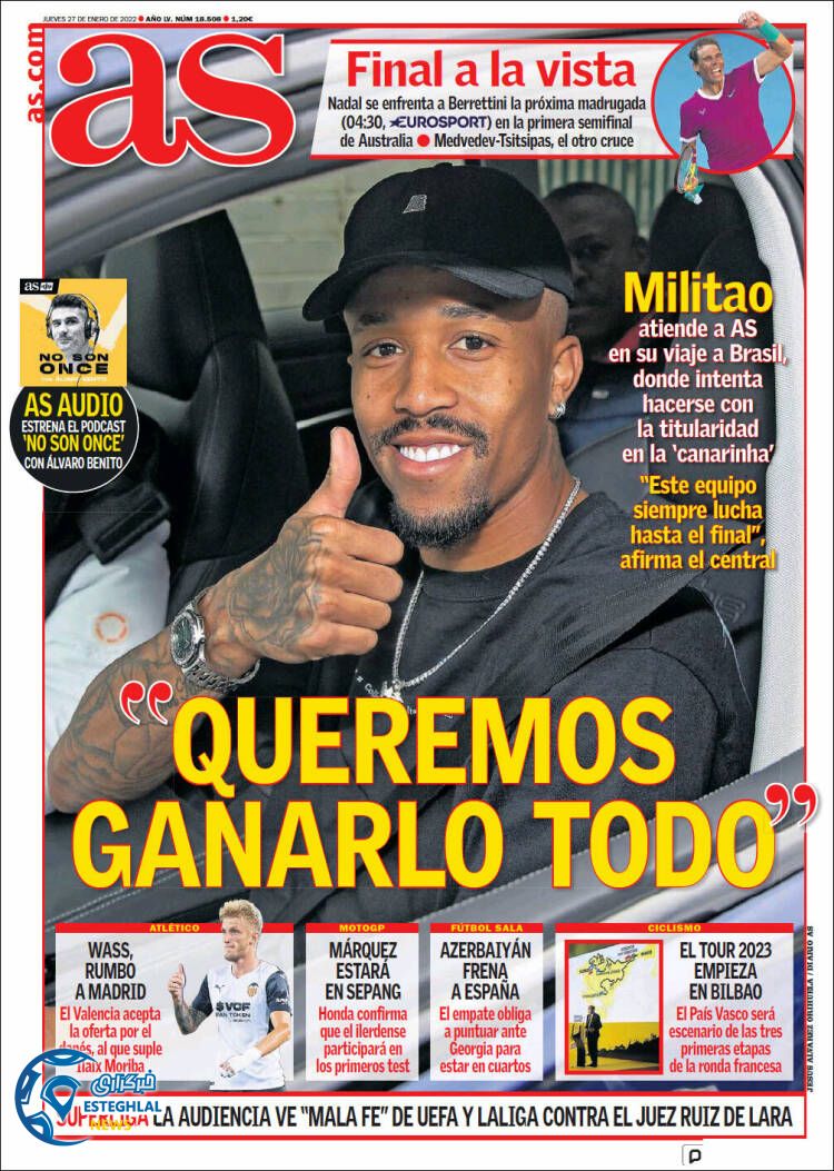 روزنامه ورزشی آ اس پنجشنبه 7 بهمن 1400