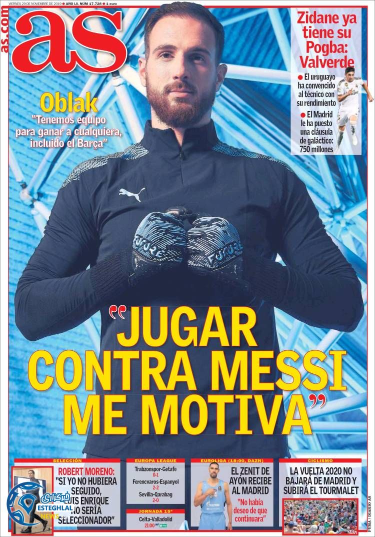 روزنامه ورزشی آاس جمعه 8 آذر 1398