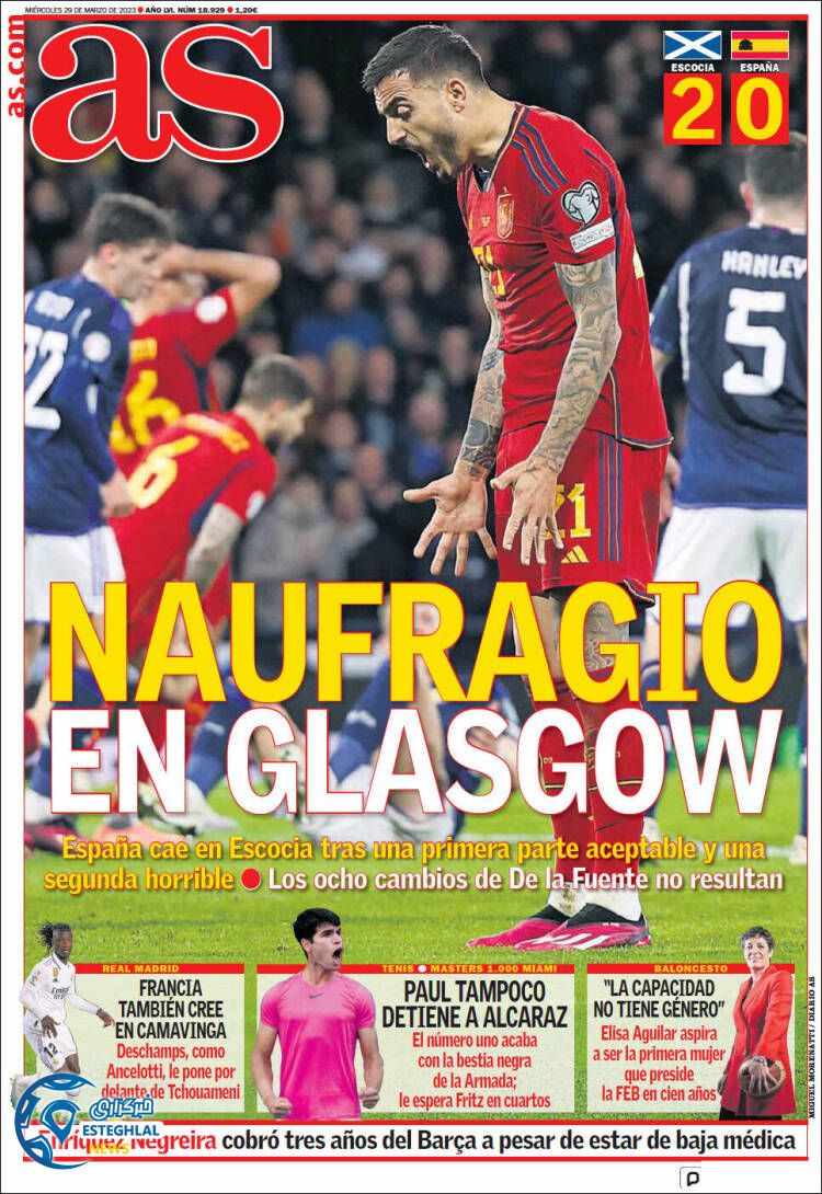 روزنامه ورزشی آ اس چهارشنبه 9 فروردین 1402 