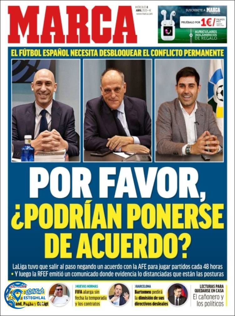 روزنامه ورزشی مارکا چهارشنبه 20 فروردین 1399