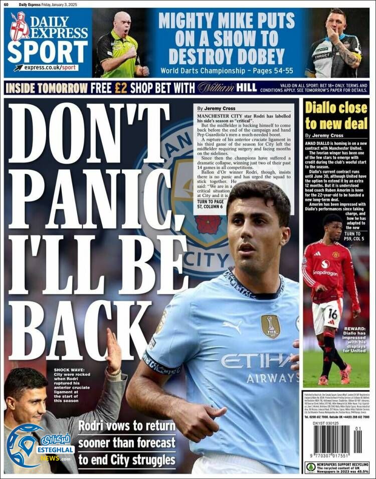 روزنامه ورزشی  اکسپرس اسپورت جمعه 14 دی 1403 