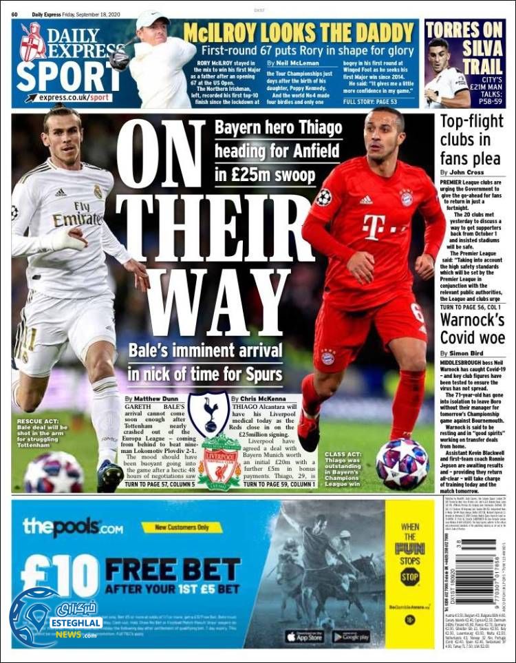 روزنامه ورزشی اکسپرس اسپورت جمعه 28 شهریور 1399