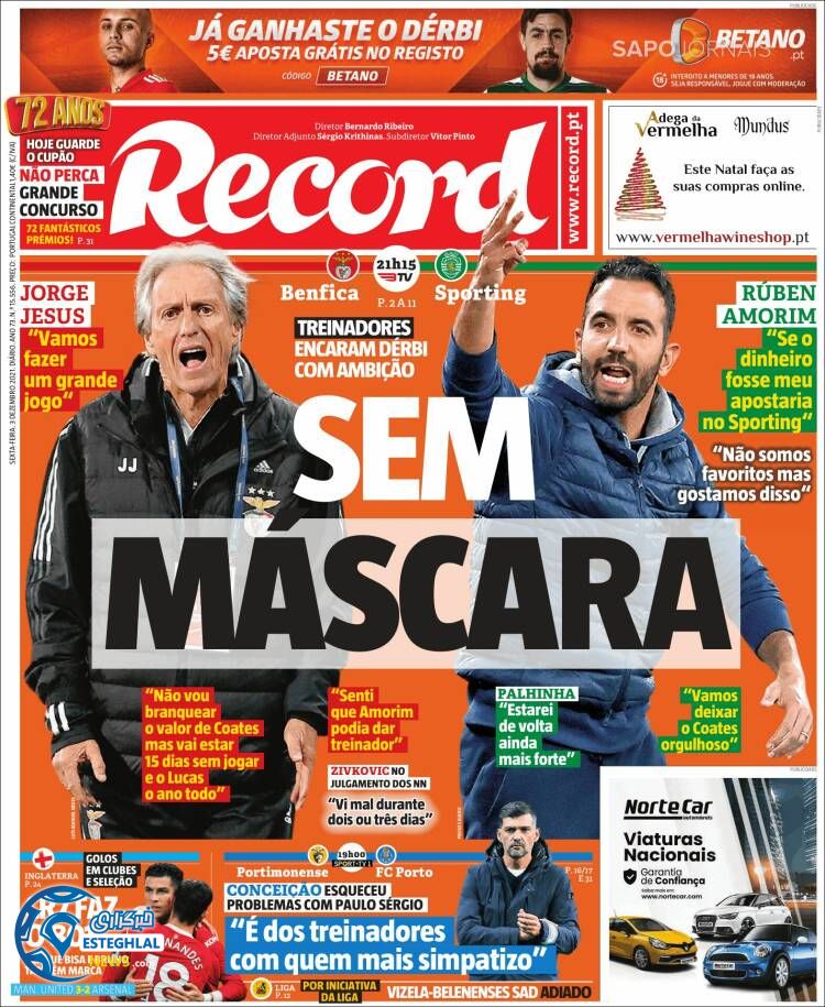 روزنامه ورزشی رکورد جمعه 12 آذر 1400