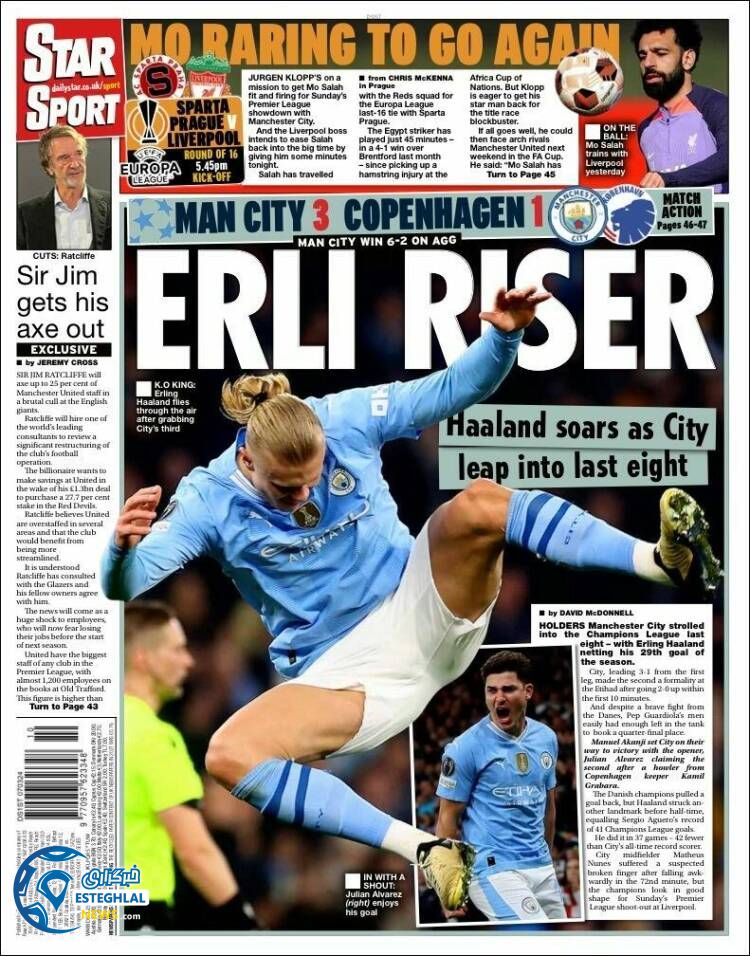 روزنامه ورزشی لستار اسپورت پنجشنبه 17 اسفند 1402 