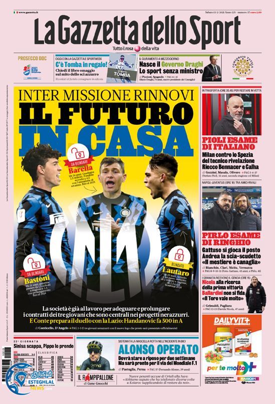 روزنامه ورزشی گاتزتا دلو اسپورت شنبه 25 بهمن 1399