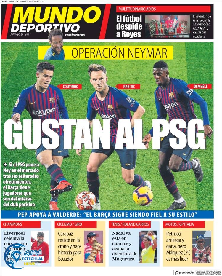 روزنامه ورزشی موندو دپورتیوو دوشنبه 13 خرداد 1398