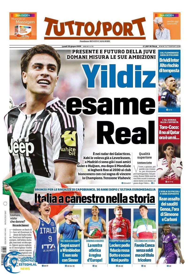 روزنامه ورزشی توتو اسپورت دوشنبه 9 تیر 1404 