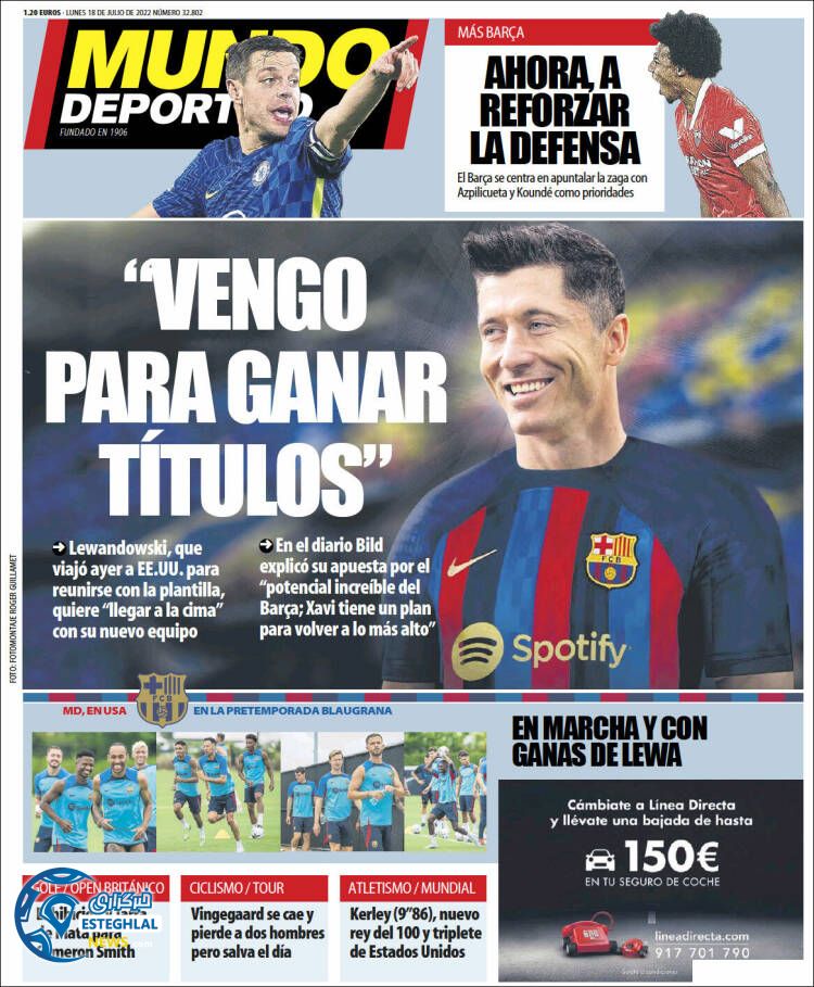  روزنامه ورزشی موندو دپورتیوو دوشنبه 27 تیر 1401