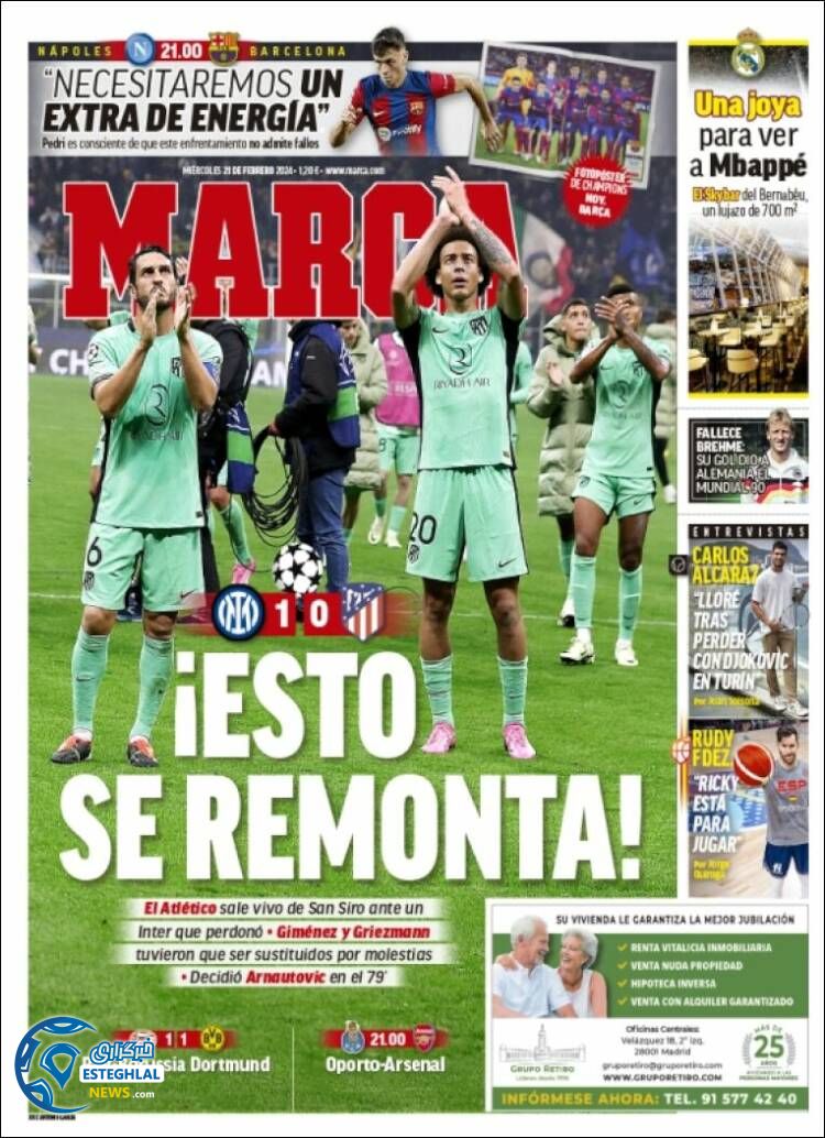 روزنامه ورزشی مارکا چهارشنبه 2 اسفند 1402