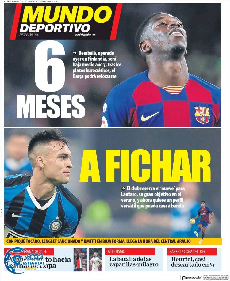 روزنامه ورزشی موندو دپورتیوو چهارشنبه 23 بهمن 1398