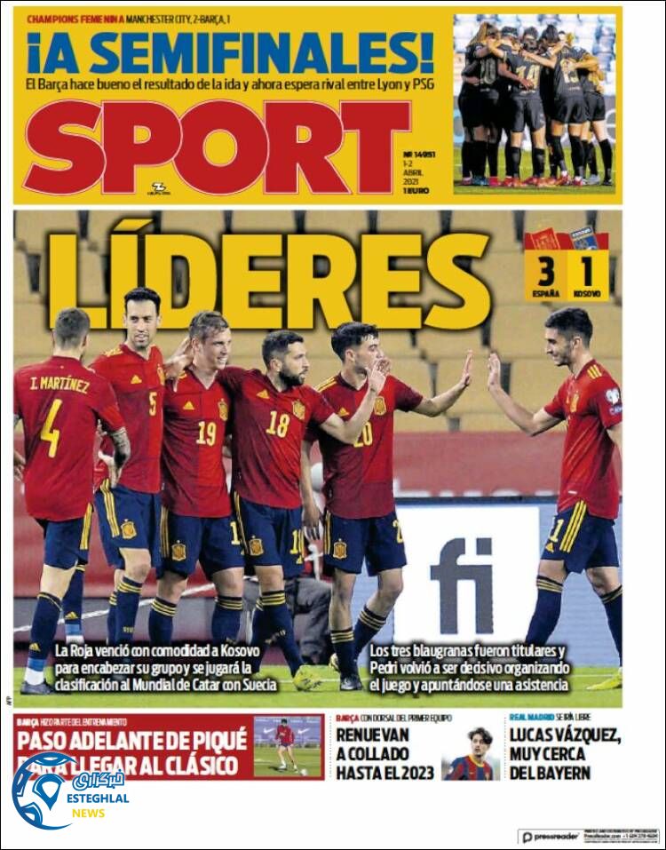 روزنامه ورزشی اسپورت پنجشنبه 12 فروردین 1400