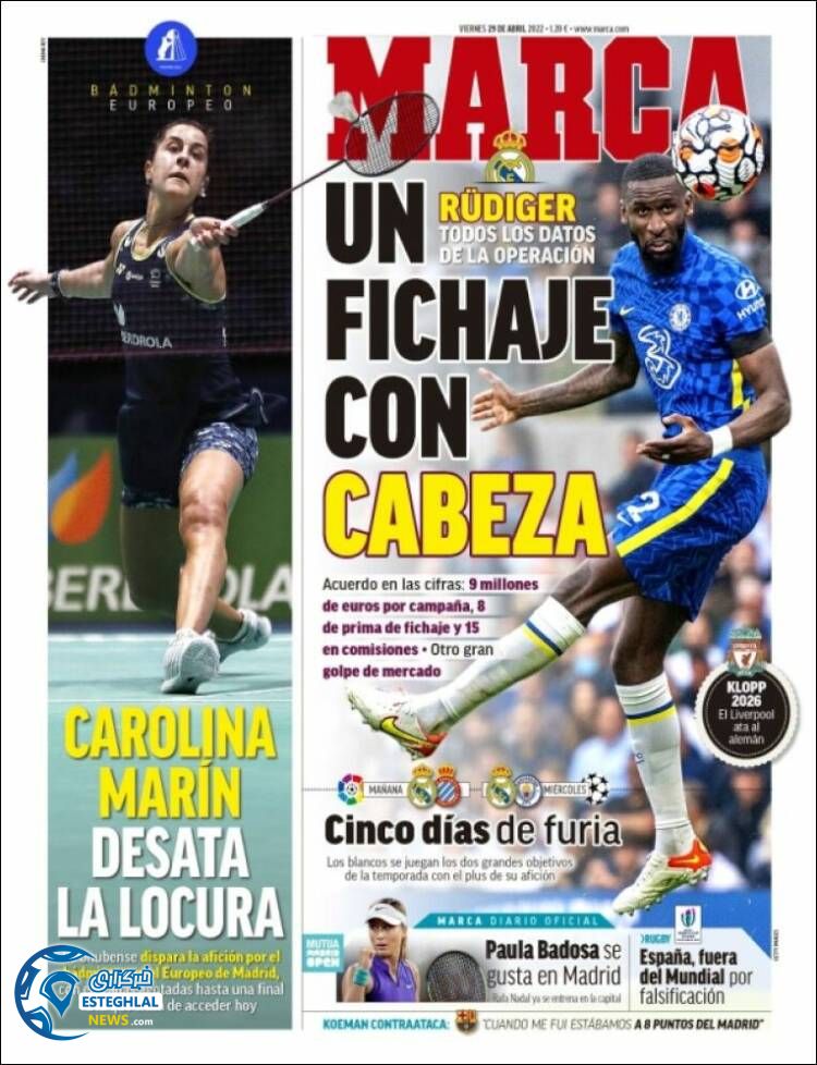 روزنامه ورزشی مارکا جمعه 9 اردیبهشت 1401