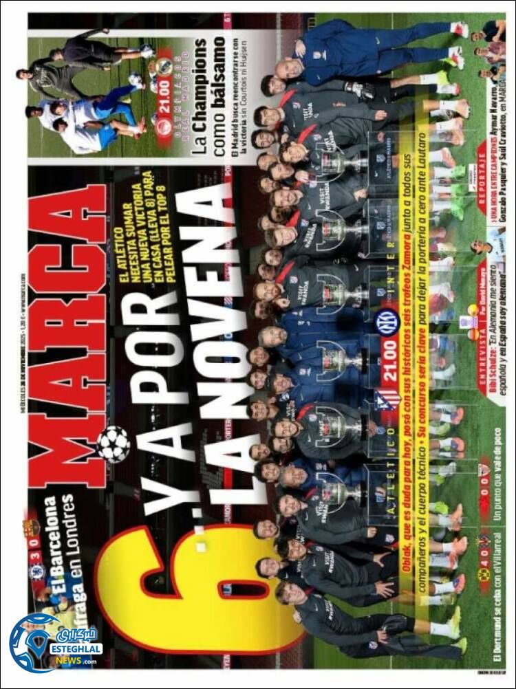 روزنامه ورزشی مارکا  چهارشنبه 5 آذر 1404  