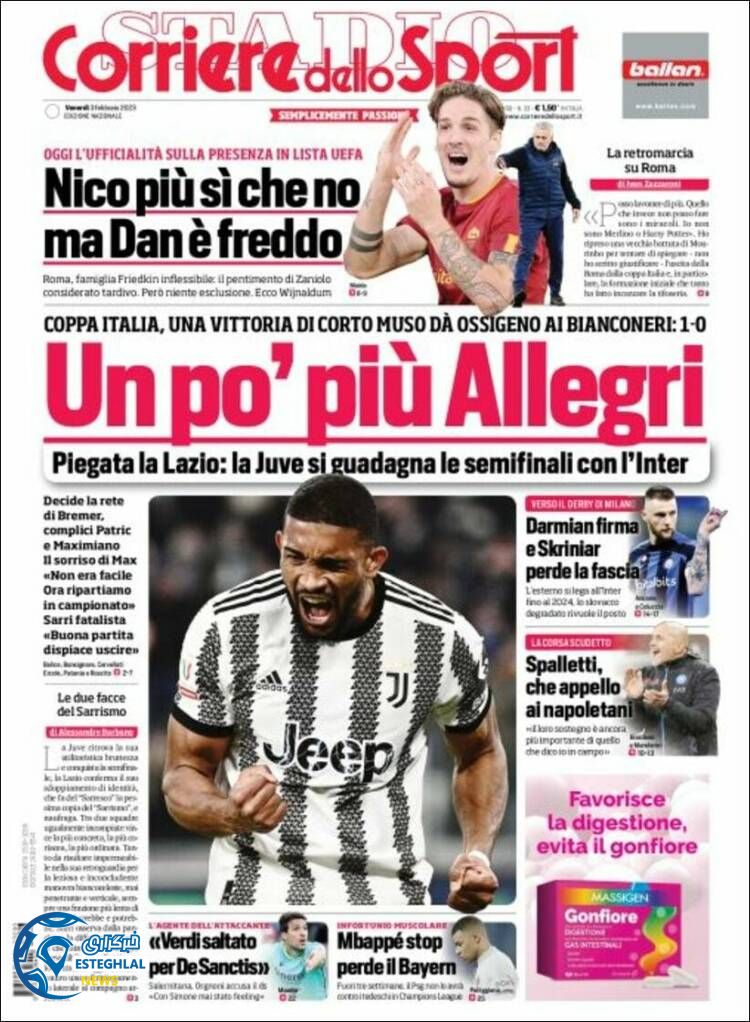 روزنامه ورزشی کوریره دلو اسپورت جمعه 14 بهمن 1401 