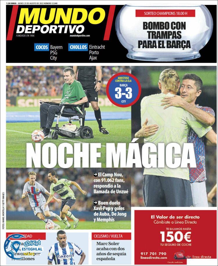 روزنامه ورزشی موندو دپورتیوو پنجشنبه 3 شهریور 1401