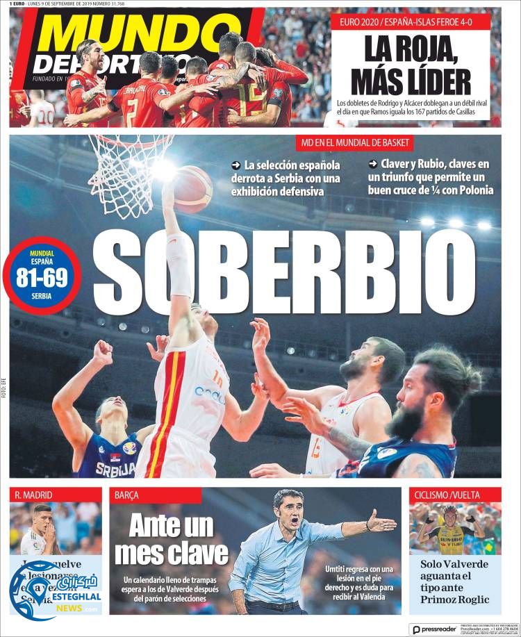 روزنامه ورزشی موندو دپورتیوو دوشنبه 18 شهریور 1398