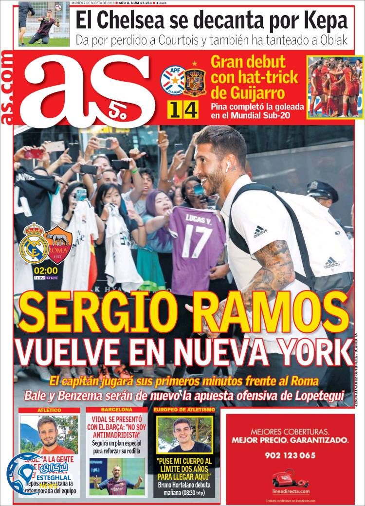 روزنامه  ورزشی آ اس سه شنبه 16 مرداد 1397