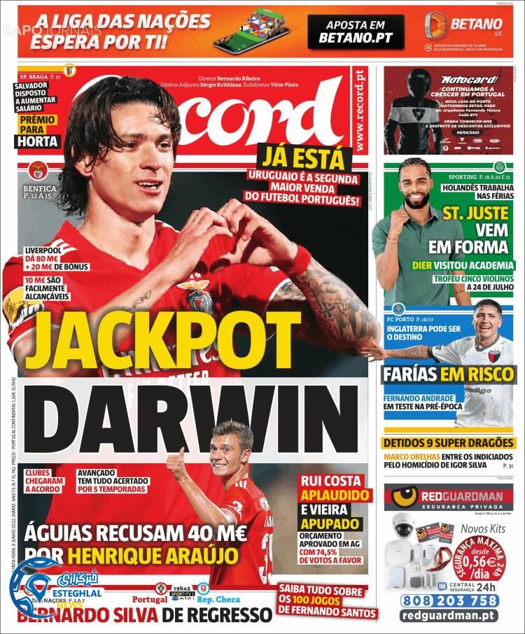 روزنامه ورزشی رکورد پنجشنبه 19 خرداد 1401