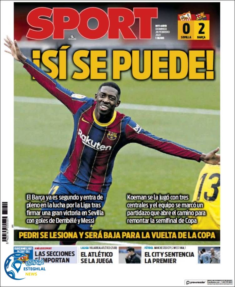 روزنامه ورزشی اسپورت یکشنبه 10 اسفند 1399